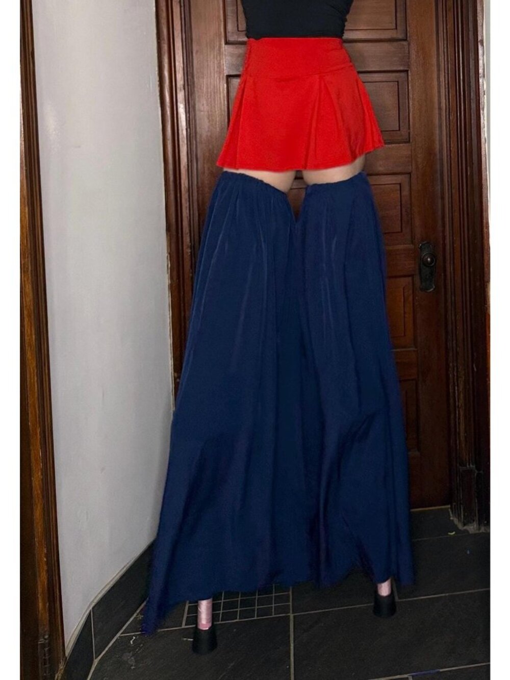 Handmade Stilt Covers Stilt Walking Pants Solid Navy Blue 2ft 3ft Circus Cover